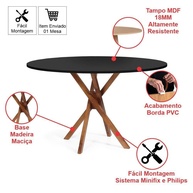 Mesa de Jantar Redonda 120cm: June Preta - imagem 2
