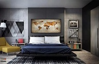 Quadro Mapa Mundi Rústico 130x60cm - Decoração Moderna para Sala, Quarto e Escritório com Moldura Preta - imagem 3