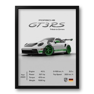 Quadro 911 GT3 RS Tribute to Carrera - Moldura Preta 33x43cm | Decoração Automotiva Premium - imagem 1