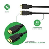 PIX Cabo Hdmi 2.0 4K Hdr 19P 2M Pix Gold, Preto - imagem 3