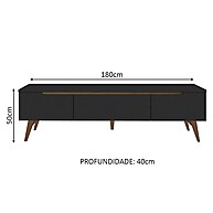 Rack Retrô Madesa Reims 75" - Preto - imagem 2