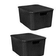 Kit 3 Caixas Organizadoras Rattan 7L Preto - imagem 2