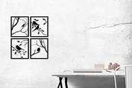 Quadro Decorativo 4 Peças Pássaros Vazado em MDF 3mm Preto - Design Moderno Quadríptico - imagem 3
