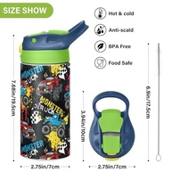 Garrafa de Água Infantil Monster Truck Preto - Canudo Pop-Up, Aço Inox Isolado, à Prova de Vazamento - imagem 4