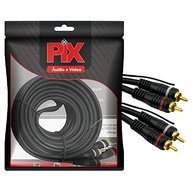 Cabo RCA PIX 2+2 RCA 6mm Preto 5 Metros com Fio Remote - Conexão de Áudio e Vídeo de Alta Qualidade - imagem 3