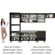 Cozinha Completa Madesa Reims 320001 com Armário e Balcão - Design Moderno em Preto - imagem 5