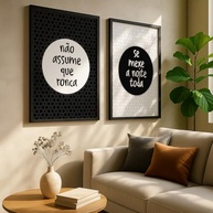 Kit 2 Quadros Decorativos Frases Divertidas Preto e Branco - Estilo Criativo e Humor para Casal e Jovens - imagem 2