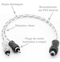 2 Cabos Y RCA Blindados 1 Fêmea para 2 Machos Injetados Preto 4mm - Conexão de Alta Fidelidade - imagem 5
