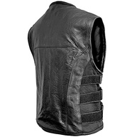 Xelement B95085 Colete masculino de couro preto para motociclista - alça lateral ajustável tripla avançada - imagem 3