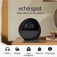Echo Spot com Alexa: Despertador Inteligente com Som Vibrante e Design Moderno (Preto) - imagem 1
