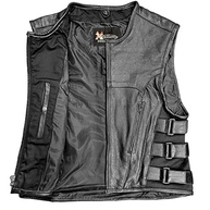 Xelement B95085 Colete masculino de couro preto para motociclista - alça lateral ajustável tripla avançada - imagem 5