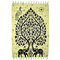 Canga Estampada Elefante Árvore da Vida - Bege e Preto - imagem 2