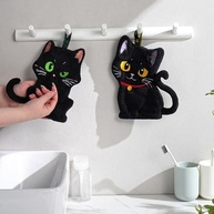 Toalha de Mão Decorativa com Design de Gato Preto - Absorvente e Fofa para Cozinha e Banheiro - imagem 5