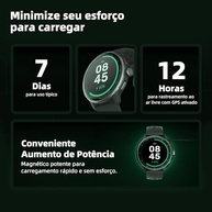 Smartwatch GPS 1.43" AMOLED: Chamadas Bluetooth, 3ATM, 256MB - Estilo e Tecnologia para Ele e Ela (Preto) - imagem 4