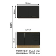 Cozinha Compacta 120cm Agata Madesa: Rustic e Preto - imagem 2