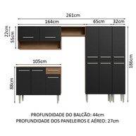 Cozinha Completa 261cm Emilly Madesa: Rustic e Preto - imagem 2
