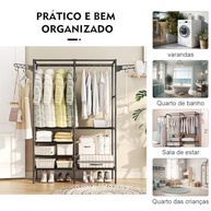 Arara Armário com Sapateira e Cabideiro Removível em Preto - Organize com Estilo - imagem 4