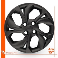 Kit 4 Calotas Aro 15 Preto Fosco Hb20 2020 - Design Grid Moderno - imagem 4