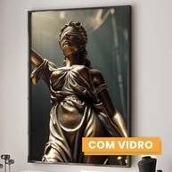 Quadro Decorativo Justiça Balança e Estátua da Justiça 2 Peças | Preto 60x90 cm com Vidro - imagem 5