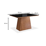 Mesa Sala de Jantar 120x90cm com Vidro Lapidado Preto - imagem 2
