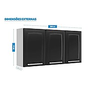 Armário Aéreo Cozinha 105cm Itatiaia Luce Preto - imagem 2