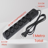 Protetor de Energia Fiolux Powerlink: Régua Filtro de Linha com 6 Tomadas (1 Metro Preto) - imagem 4