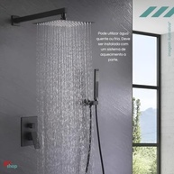Chuveiro Ducha Slim 20x20 Quadrada Inox Preto - Design Moderno com Cano para Banheiro - imagem 5