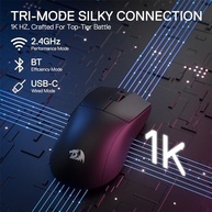 Mouse Gamer sem fio Redragon King Pro (Bluetooth/USB, 26.000 DPI, 7 botões, RGB, Preto) - imagem 2