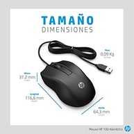 Mouse HP USB 100 Preto - Sensor Óptico Ambidestro Resoluções até 1600 DPI Compatível com PC/Mac - 6VY96AA - imagem 5