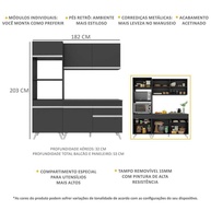 Armário de Cozinha Compacta 3 Peças Veneza Multimóveis Preto - imagem 2