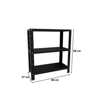 Estante de Aço Reforçado 60cm com 3 Bandejas - Armário Multiuso Preto Moderno - imagem 4