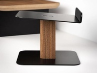 Suporte de Mesa Premium para Caixas de Som: Madeira e Preto Elegante - imagem 2