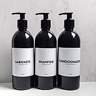 Frascos para Banheiro 500ml: Kit 3 Peças Preto - imagem 1