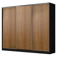 Guarda-Roupa Casal Zurique 3 Portas de Correr em MDF Premium - Design Moderno Preto Rustic - imagem 4