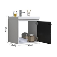 Gabinete com Cuba de Banheiro em MDF Premium Branco Marmorizado Preto - Veneto - imagem 4