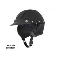 Capacete Coquinho Couro Preto: Estilo e Proteção para Moto e Bike - imagem 3
