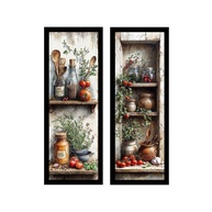 Kit 2 Quadros 18x45 cm para Cozinha Gourmet com Vidro - Estilo Moderno e Elegante (Preto) - imagem 1