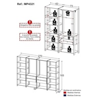 Guarda-Roupas Closet Modulado 270cm 4 Peças com 4 Gavetas e Cabideiros Multimóveis MP4321 Preto - imagem 3