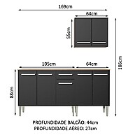 Cozinha Compacta 169cm Emilly Madesa: Rustic & Preto - imagem 2