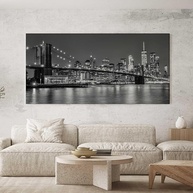 Quadro Decorativo Manhattan NY 100x70cm - Paisagem Preto e Branco para Sala e Quarto - imagem 2