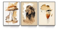 Kit 3 Quadros Animais da África Moderno - Decoração Elegante para Sala e Quarto (60x40cm, Preto) - imagem 5