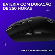 Mouse Gamer Sem Fio Logitech G305 LIGHTSPEED com 6 Botões Programáveis e Até 12.000 DPI - Preto - imagem 4