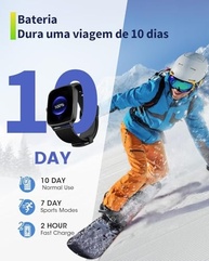 Smartwatch Relógio Inteligente 1,85" Tela HD, Bluetooth, 120 Esportes, IP68, Android/iOS - Preto - imagem 5