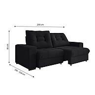 Sofá 3 Lugares Retrátil Biarritz: Conforto em Suede Preto - imagem 2