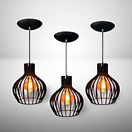 Lustre Pendente para Cozinha Gourmet com 3 Unidades - Preto - imagem 1