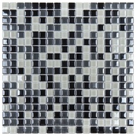 Pastilha de Vidro Miscelânea Metal 30x30cm 1,5x1,5 cm - Preto/Branco/Cinza - imagem 1
