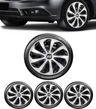 Jogo 4 Calotas Esportivas Velox Aro 15 Preto/Prata para Hyundai HB20, HB20S, HB20X - imagem 2