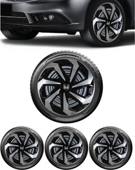 Jogo 4 Calotas Esportivas Spider Aro 15 Preto/Prata - Design Moderno para Fit, City e Civic - imagem 1
