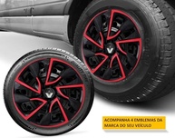 Jogo 4 Calotas Esportivas DS4 Aro 15 Preto/Vermelho - Sandero, Logan, Clio e Mais! - imagem 4