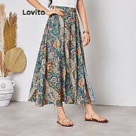 Saia Tropical Drapeada Lovito: Estilo Casual para Verão e Primavera - imagem 2